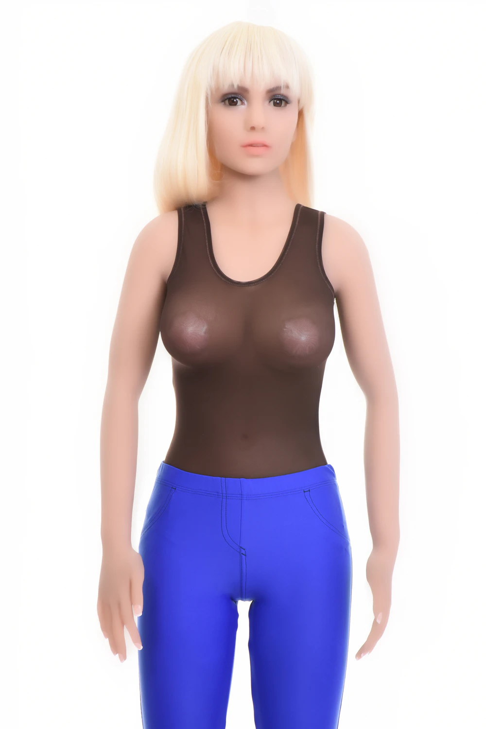 Дамски тюлен потник с изрязано деколте и широки презрамки, дишаща прозрачна мрежа с прашка за всеки ден.