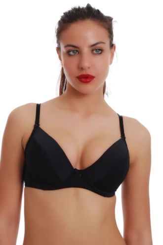 Черен микрофибърен push-up сутиен Tiara Galiano с твърди чашки, изглед отпред