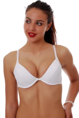 Бял памучен push-up сутиен Tiara Galiano с твърди чашки, изглед отпред