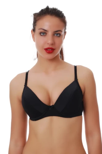 Черен памучен push-up сутиен Tiara Galiano с твърди чашки, изглед отпред